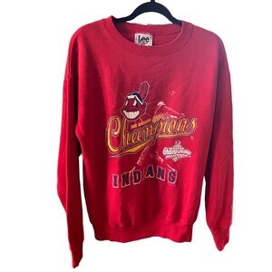 Lee Red Vintage 97’ Cleveland Indians Champions Graphic Men's Sweater